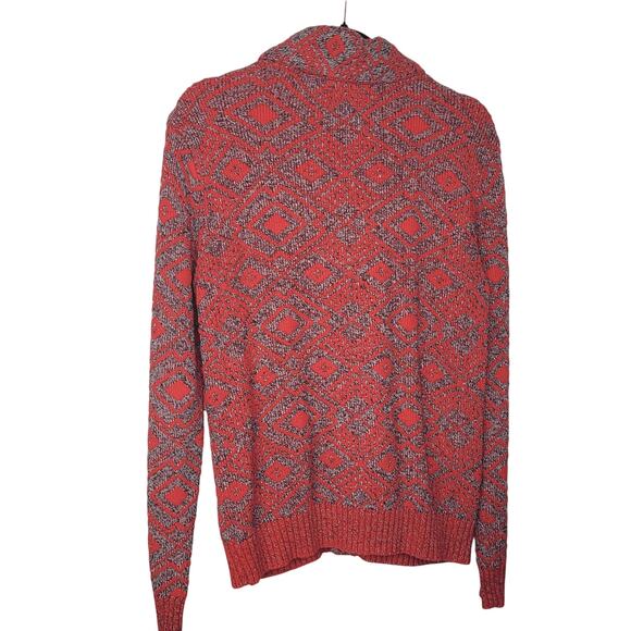 Koto Shawl Collar Diamond Red & Gray Grandpa Core Cardigan Sweater Size M - Picture 6 of 9